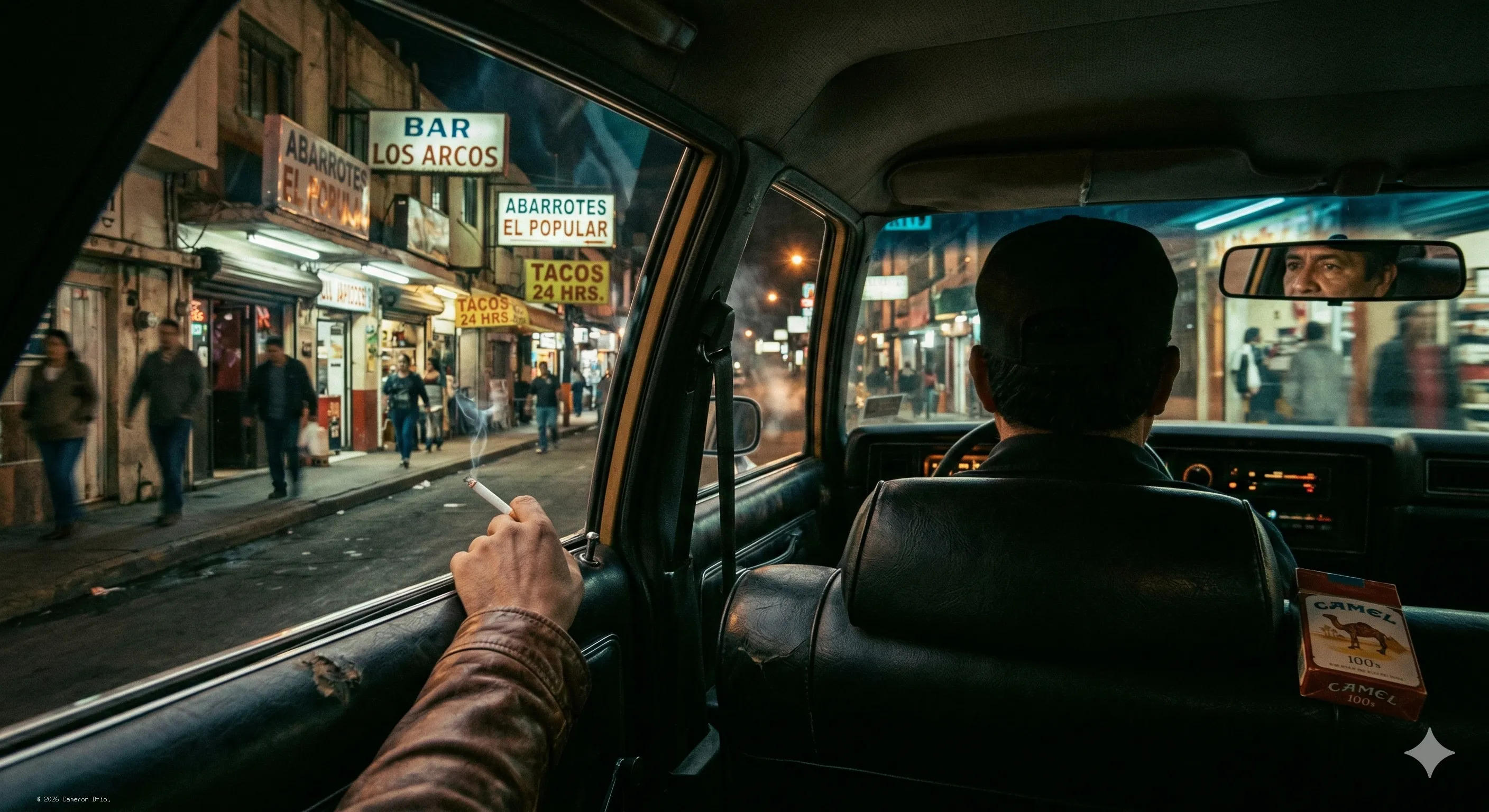 A man walking in a street in Tijuana, Mexico.